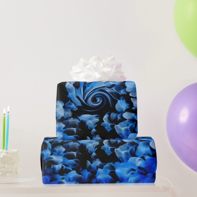 Papier Cadeau Abstrait noir et bleu (Cadeaux de fête)