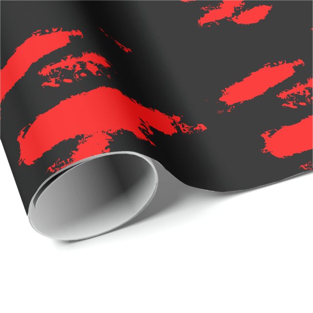Papier Cadeau Abstrait noir et rouge (Coin rond)