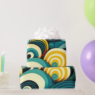 Papier Cadeau Abstrait rétro coloré les années 70 hippie Waves A