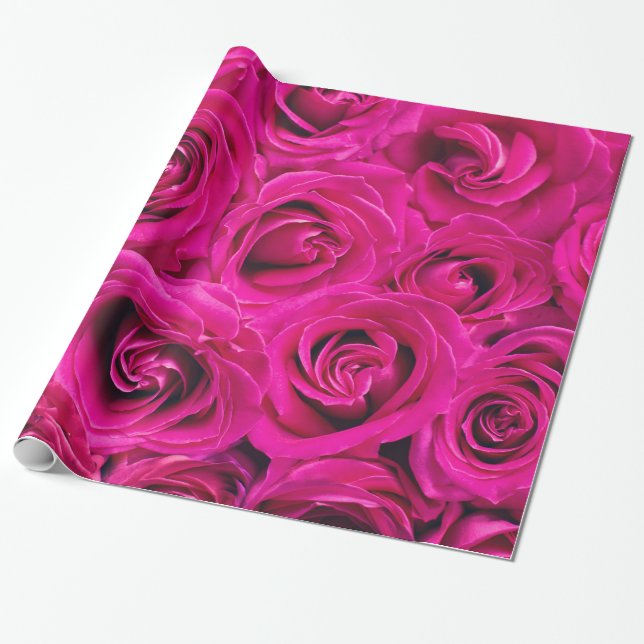 Papier Cadeau Abstrait Roses Roses Roses Rose Jardin Élégant Flo (Déroulé)