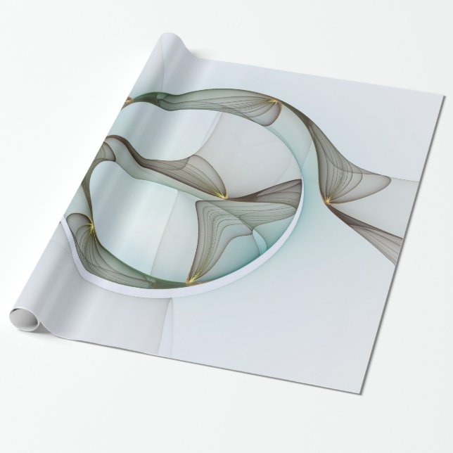 Papier Cadeau Abstrait Turquoise Brown Gold Elegance (Déroulé)
