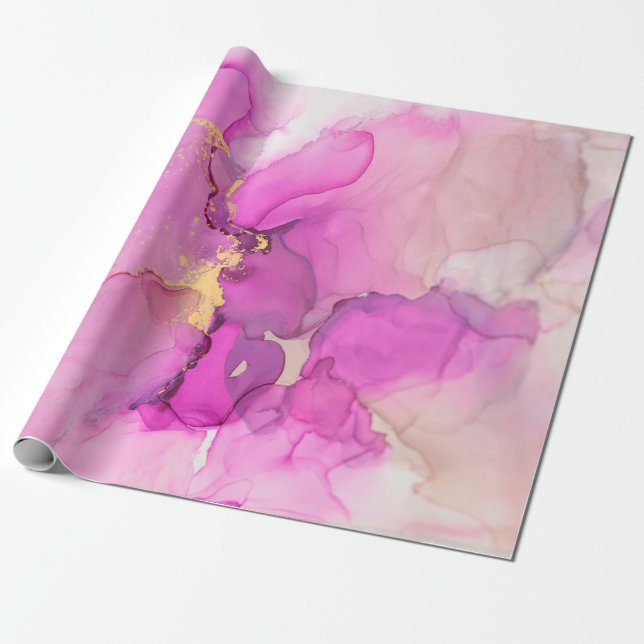 Papier Cadeau Abstrait violet, lilas, rose, arrière - plan or, w (Déroulé)