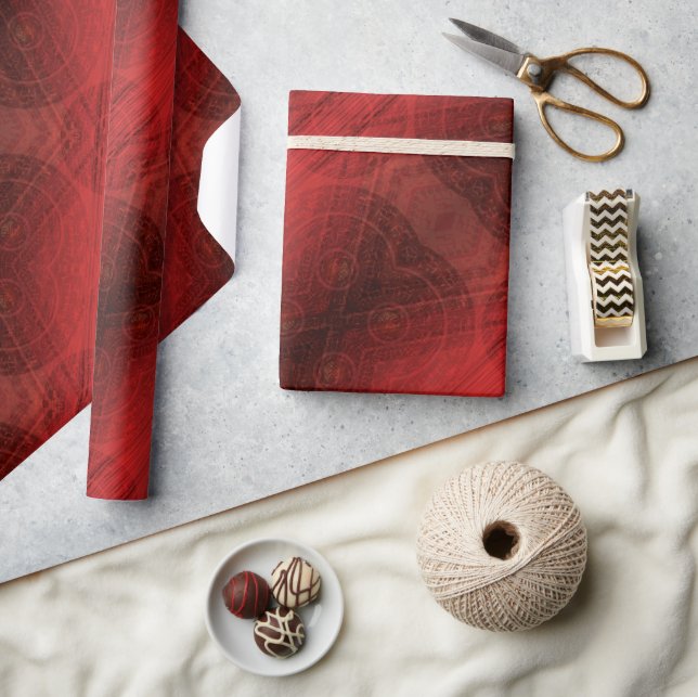 Papier Cadeau Acceptation | Médaillons de méditation rouge (Artisanat)