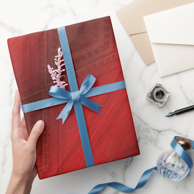 Papier Cadeau Acceptation | Motif de Boho Eclectique Rouge (Cadeaux)