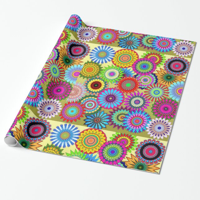 Papier Cadeau Accessoire d'impression de tendance psychadelique (Déroulé)