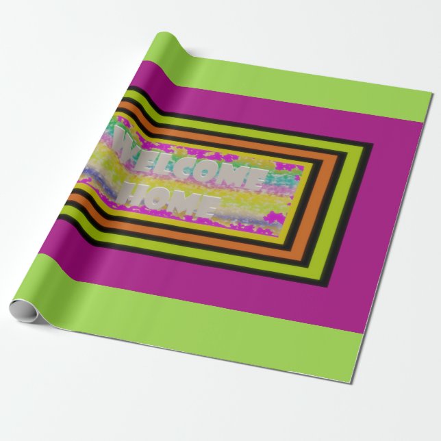 Papier Cadeau accueil accueil design violet vert rouge bordée la (Déroulé)