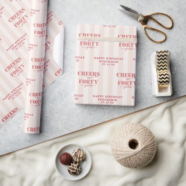 Papier Cadeau Accueil personnalisé à quarante ans 40e anniversai (Artisanat)