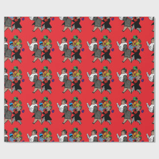 Papier Cadeau Achats de Noël avec la bourgeoise