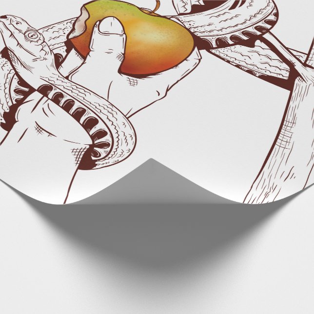 Papier Cadeau Adam et Eve cueillette de pommes (Coin)