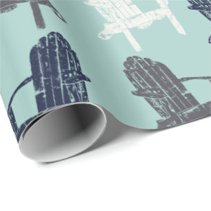 Papier Cadeau Adirondack Chaises Navy Blue, Aqua, Grey