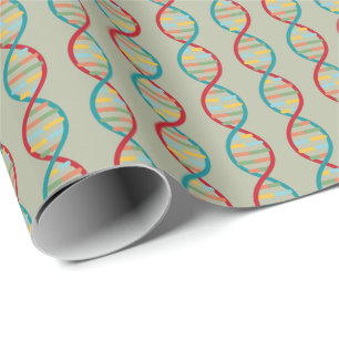 Papier Cadeau ADN milieu du siècle Moderne Biologie STEM Gri