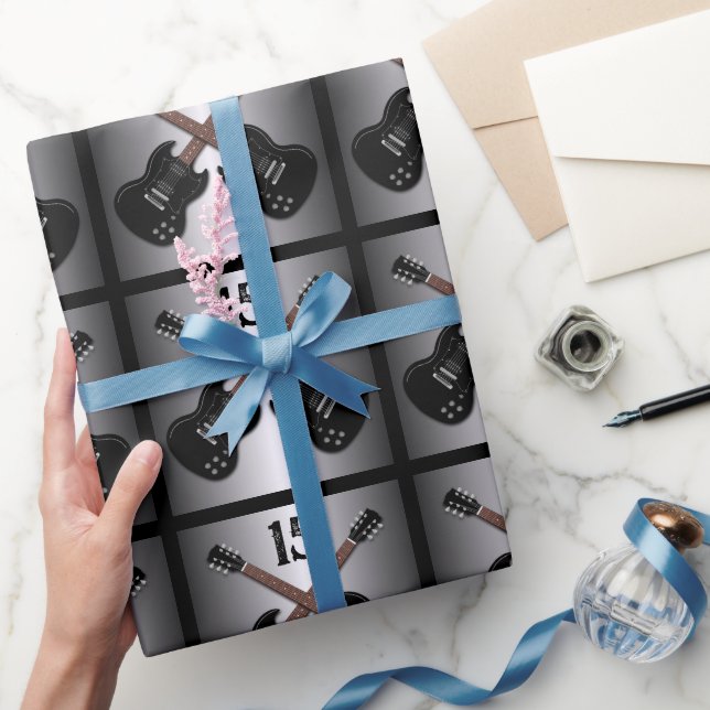 Papier Cadeau Ado Boys Electric Guitare Noir Cadeau Anniversaire (Cadeaux)