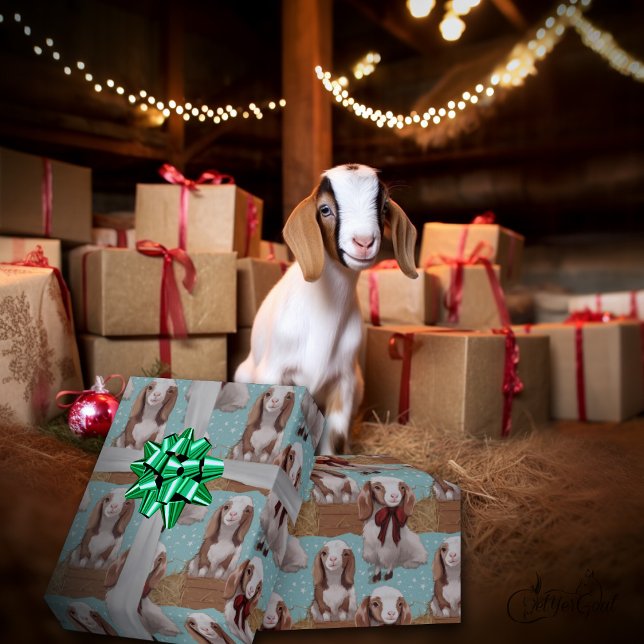 Papier Cadeau Adorable Boer Christmas Chèvres (Créateur téléchargé)