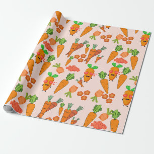 Papier Cadeau Adorable carotte Orange Party