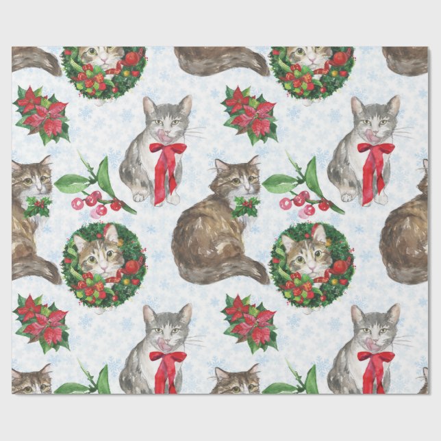 Papier Cadeau Adorable Cat Wreath (Plat)