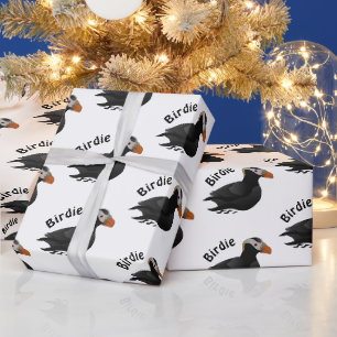Papier Cadeau Adorable Crested Puffin Cartoon Natation