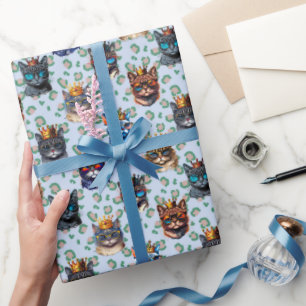 Papier Cadeau Adorable Cute Royal Cats Motif répétitif