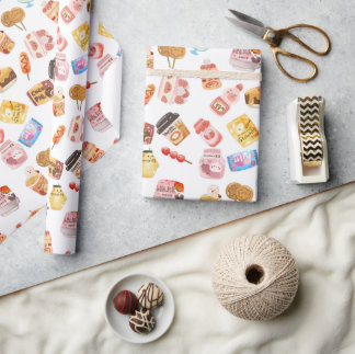 Papier Cadeau adorable Dessert Motif aux tons pastel