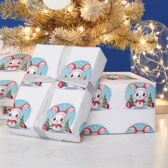 Papier Cadeau Adorable Enveloppement cadeau lapin de Noël (Vacances)