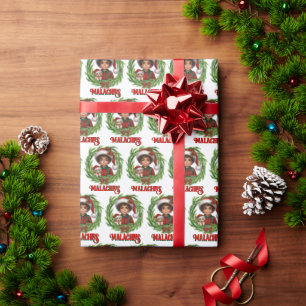 Papier Cadeau Adorable garçon afro-américain à Noël