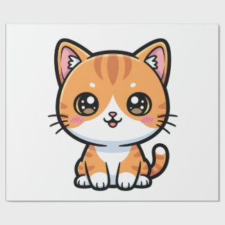 Papier Cadeau Adorable Kawaii Ginger Cat Cartoon Character
