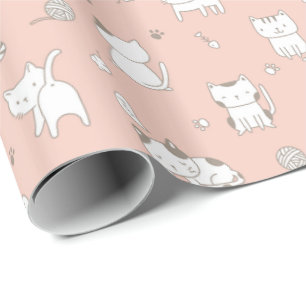 Papier Cadeau Adorable Kitty Cats Motif Sur Papier À Enveloppeme