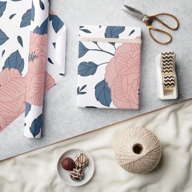 Papier Cadeau Adorable mignonne floral l Rose et marine Douche n (Artisanat)