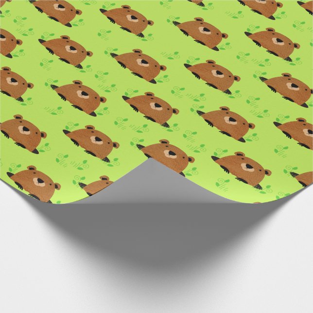 Papier Cadeau Adorable Motif de la marmotte de bois (Coin)
