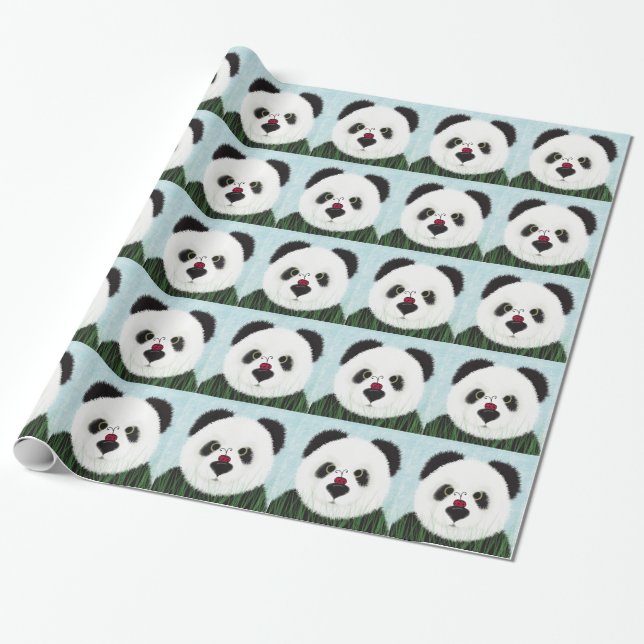 Papier Cadeau Adorable Ours De Panda (Déroulé)