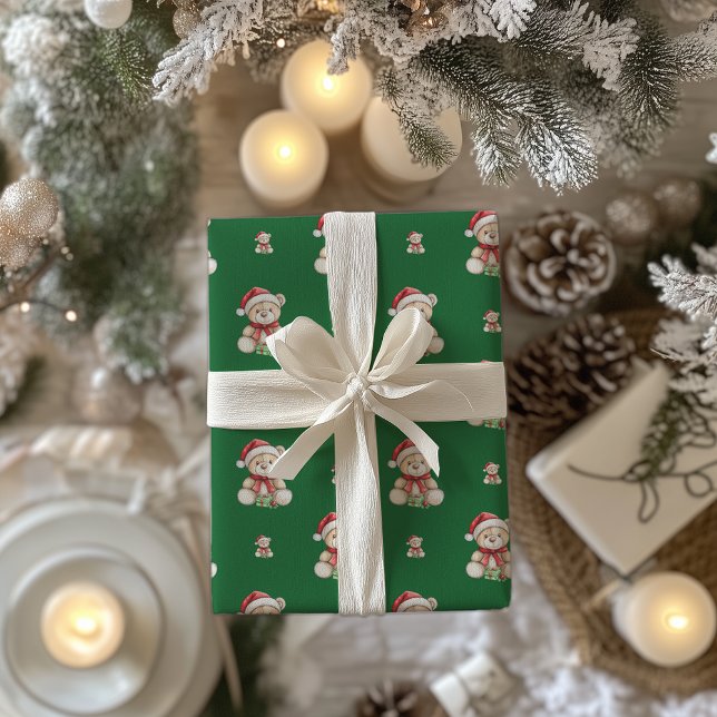 Papier Cadeau Adorable Ours en peluche de Noël (Créateur téléchargé)