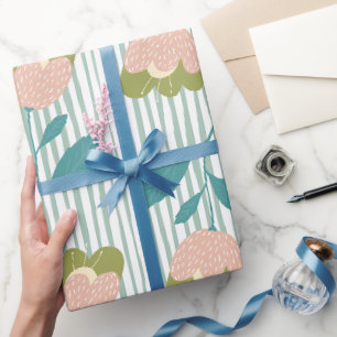 Papier Cadeau Adorable pastel floral bleu rose cadeau d'annivers