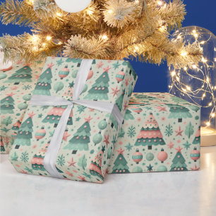 Papier Cadeau Adorable Pastel Preteen Christmas Trees de Noël
