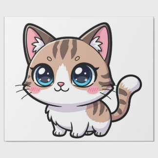 Papier Cadeau Adorable Tabby Cartoon Cat