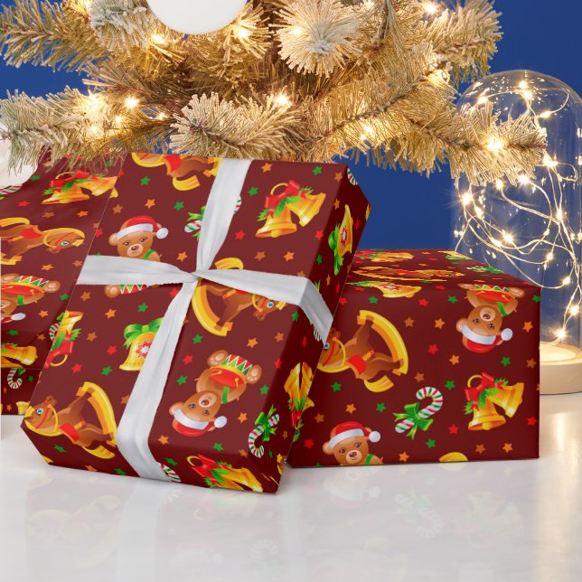 Papier Cadeau Adorables Nounours de Noël et Chevaux Rocheux (Vacances)