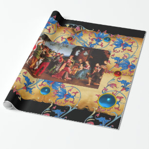 PAPIER CADEAU ADORATION DE MAGI CHRISTMAS PARCHEMENT FLORAL, GEM