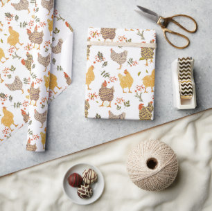 Papier Cadeau Adulte au poulet de la ferme