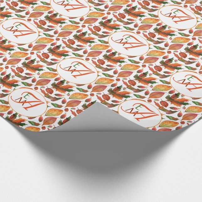 Papier Cadeau Affaire Orange Green Decor (Coin)