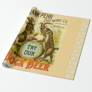 Papier Cadeau Affiche de bière Bock vintage : Antique Goat Saloo