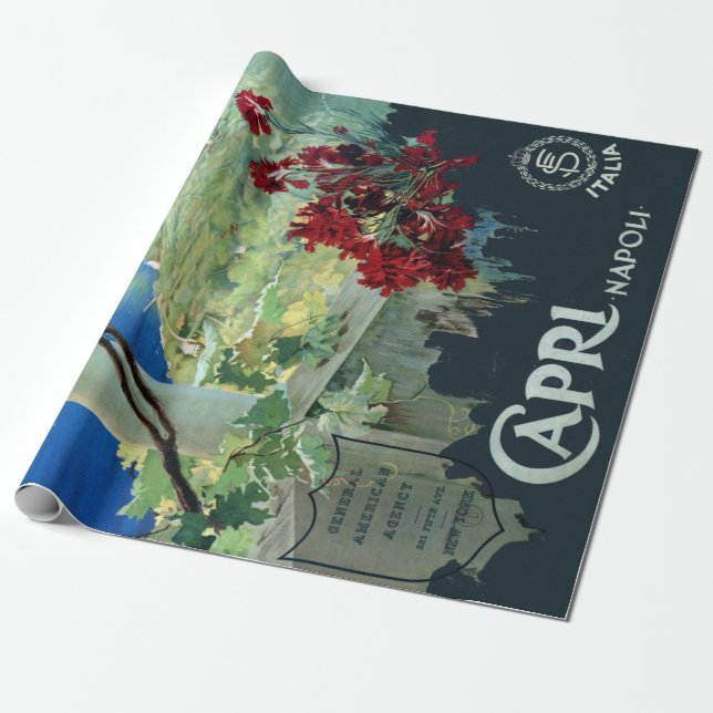 Papier Cadeau Affiche touristique Vintage Capri Napoli Italie (Déroulé)