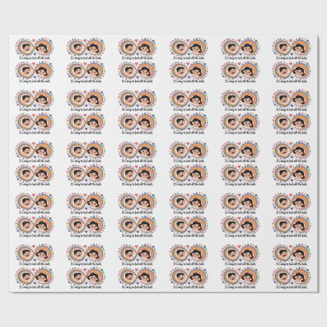 Papier Cadeau Affirmation positive Emoji Émotion Santé mentale (Plat)