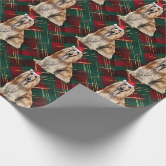 Papier Cadeau Afghan Hound Santa Dog Holiday Plaid Christmas