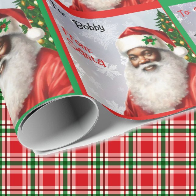 Papier Cadeau African American Père Noël Ajouter le nom de l'enf (Créateur téléchargé)