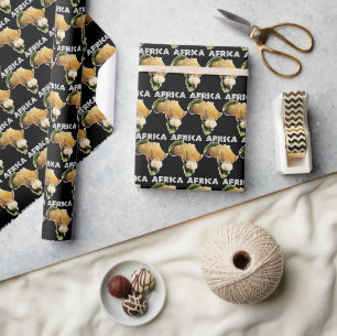 Papier Cadeau Afrique Faune Continent Blanc Texte Rhino Calf