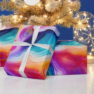Papier Cadeau Agate Arc-en-Ciel   Motif de Pierre Abstraite Vibr