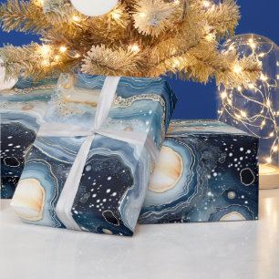 Papier Cadeau Agate Céleste   Pierre Planétaire Abstraite