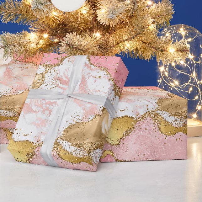 Papier Cadeau Agate des séquences or et rose (Vacances)