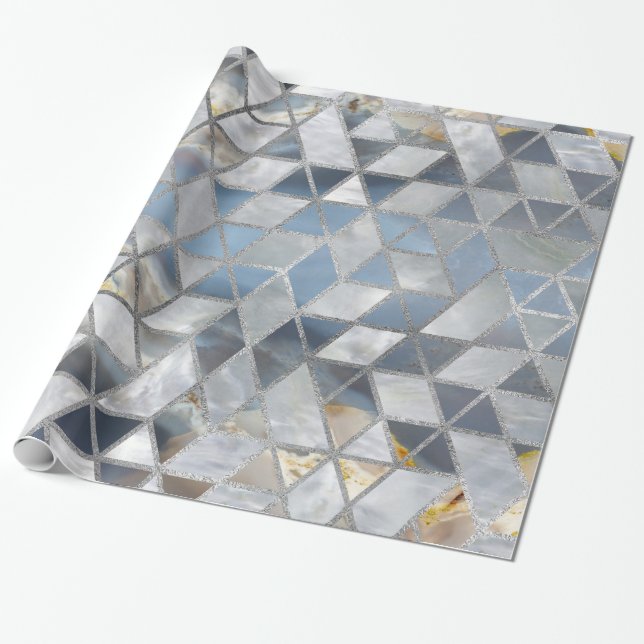 Papier Cadeau Agate et nacre translucides géométriques (Déroulé)
