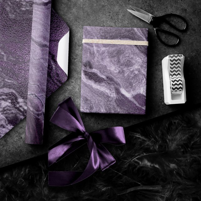 Papier Cadeau Agate violette cristallisée | Moody Marbled Stone (Créateur téléchargé)