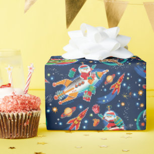 Papier Cadeau Âge de l'espace Père Noël Noël