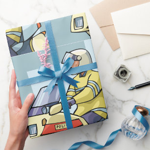 Papier Cadeau Agent de police moto Justice
